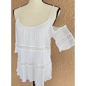 CHARLOTTE RUSSE White Cold Shoulder Strap Blouse S top
